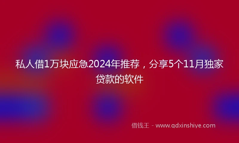 私人借1万块应急2024年推荐，分享5个11月独家贷款的软件