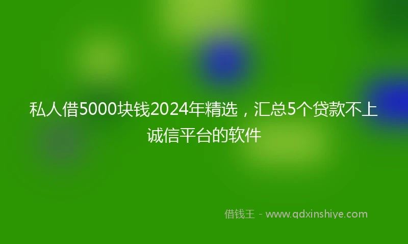 私人借5000块钱2024年精选，汇总5个贷款不上诚信平台的软件