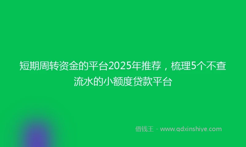 短期周转资金的平台2025年推荐，梳理5个不查流水的小额度贷款平台