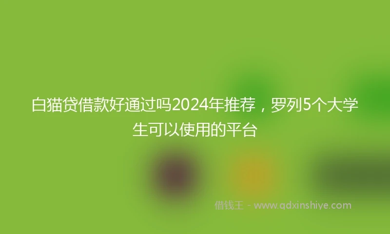 白猫贷借款好通过吗2024年推荐，罗列5个大学生可以使用的平台
