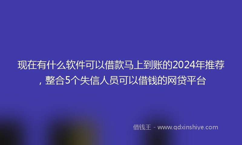 现在有什么软件可以借款马上到账的2024年推荐，整合5个失信人员可以借钱的网贷平台