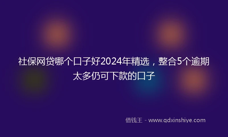 社保网贷哪个口子好2024年精选，整合5个逾期太多仍可下款的口子
