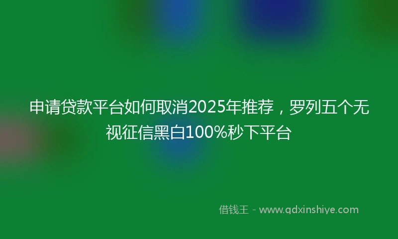 申请贷款平台如何取消2025年推荐，罗列五个无视征信黑白100%秒下平台