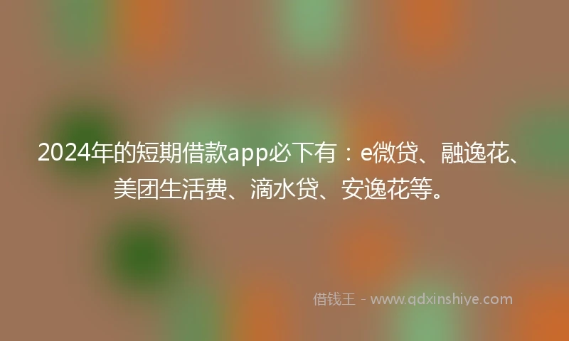 2024年的短期借款app必下有：e微贷、融逸花、美团生活费、滴水贷、安逸花等。