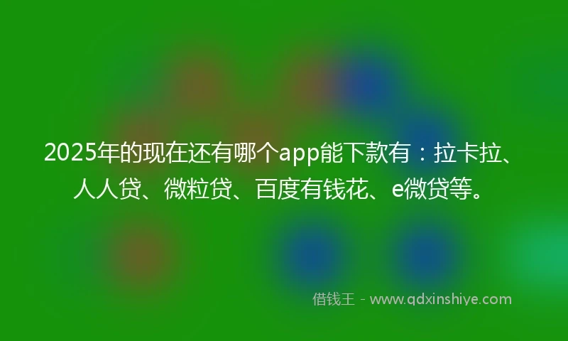 2025年的现在还有哪个app能下款有：拉卡拉、人人贷、微粒贷、百度有钱花、e微贷等。