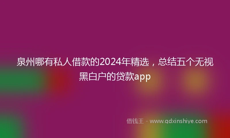泉州哪有私人借款的2024年精选，总结五个无视黑白户的贷款app