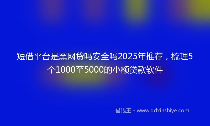 短借平台是黑网贷吗安全吗2025年推荐，梳理5个1000至5000的小额贷款软件