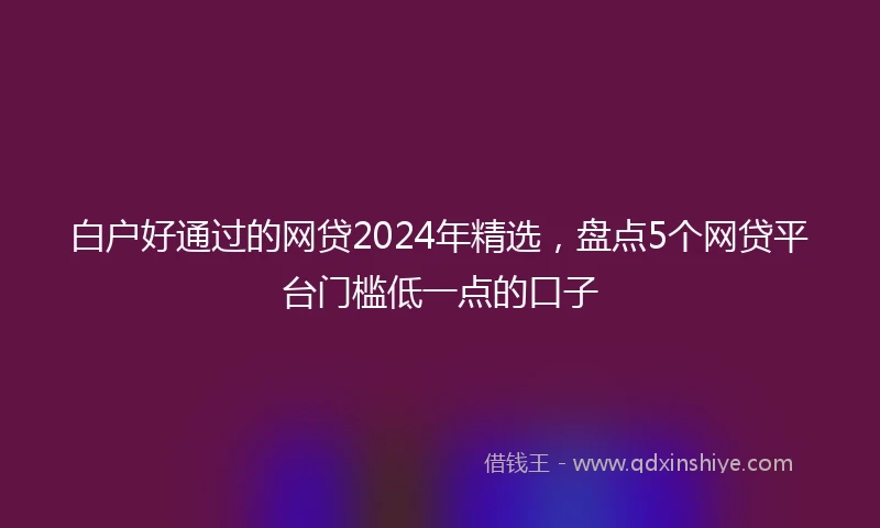 白户好通过的网贷2024年精选，盘点5个网贷平台门槛低一点的口子