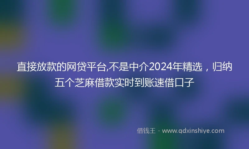 直接放款的网贷平台,不是中介2024年精选，归纳五个芝麻借款实时到账速借口子