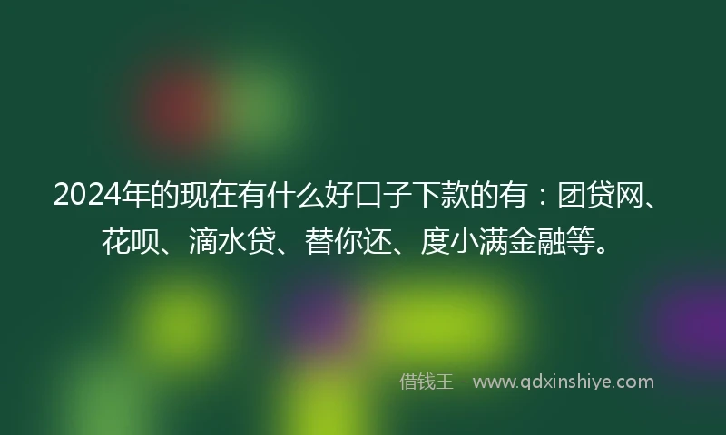 2024年的现在有什么好口子下款的有：团贷网、花呗、滴水贷、替你还、度小满金融等。