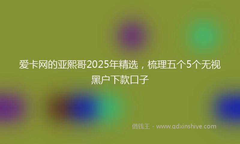 爱卡网的亚熙哥2025年精选，梳理五个5个无视黑户下款口子