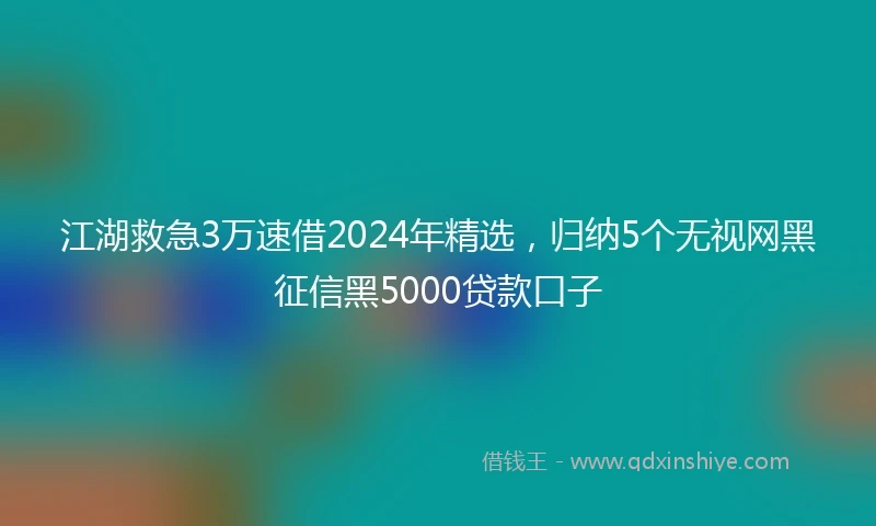 江湖救急3万速借2024年精选，归纳5个无视网黑征信黑5000贷款口子