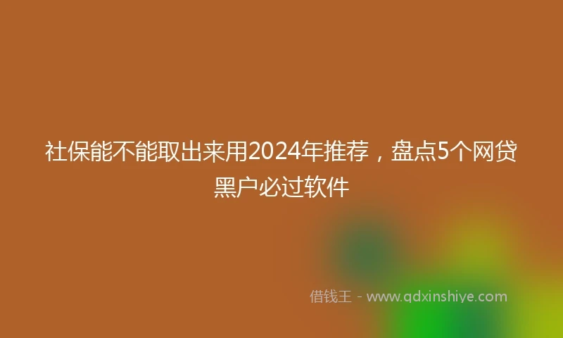 社保能不能取出来用2024年推荐，盘点5个网贷黑户必过软件