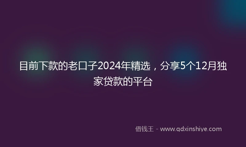 目前下款的老口子2024年精选，分享5个12月独家贷款的平台