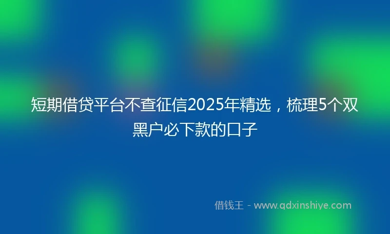 短期借贷平台不查征信2025年精选，梳理5个双黑户必下款的口子
