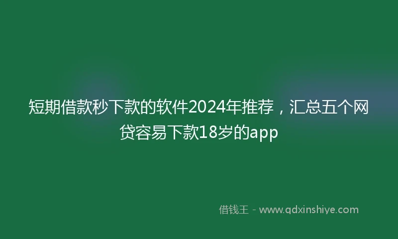 短期借款秒下款的软件2024年推荐，汇总五个网贷容易下款18岁的app