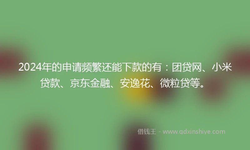 2024年的申请频繁还能下款的有：团贷网、小米贷款、京东金融、安逸花、微粒贷等。