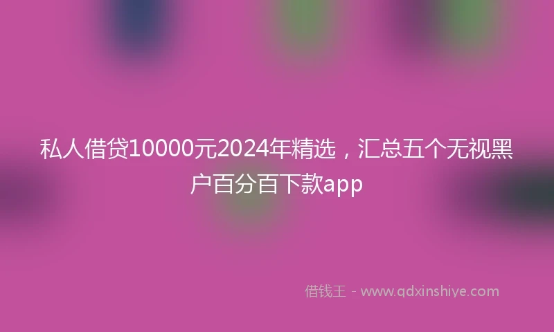 私人借贷10000元2024年精选，汇总五个无视黑户百分百下款app