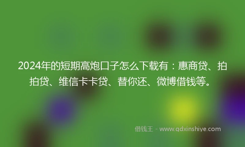 2024年的短期高炮口子怎么下载有：惠商贷、拍拍贷、维信卡卡贷、替你还、微博借钱等。