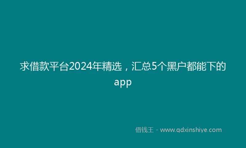 求借款平台2024年精选，汇总5个黑户都能下的app