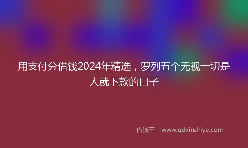 用支付分借钱2024年精选，罗列五个无视一切是人就下款的口子