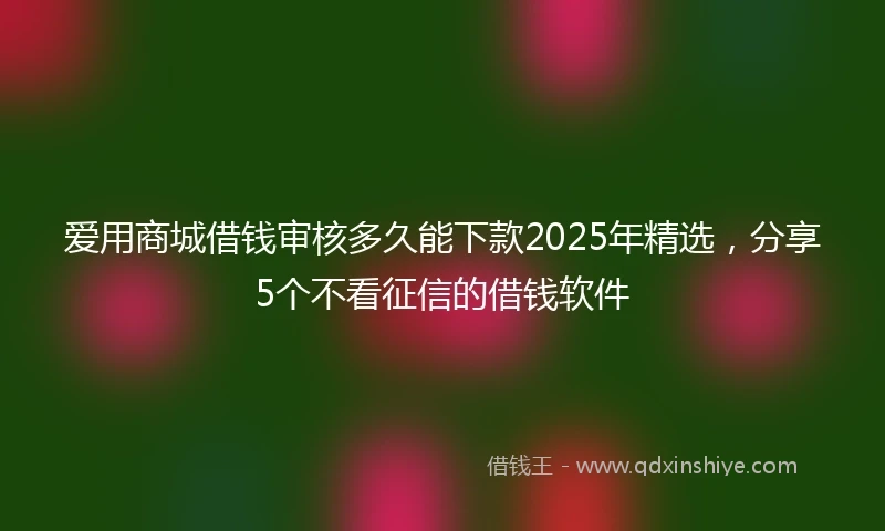 爱用商城借钱审核多久能下款2025年精选，分享5个不看征信的借钱软件