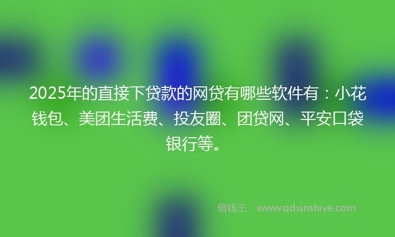 2025年的直接下贷款的网贷有哪些软件有：小花钱包、美团生活费、投友圈、团贷网、平安口袋银行等。