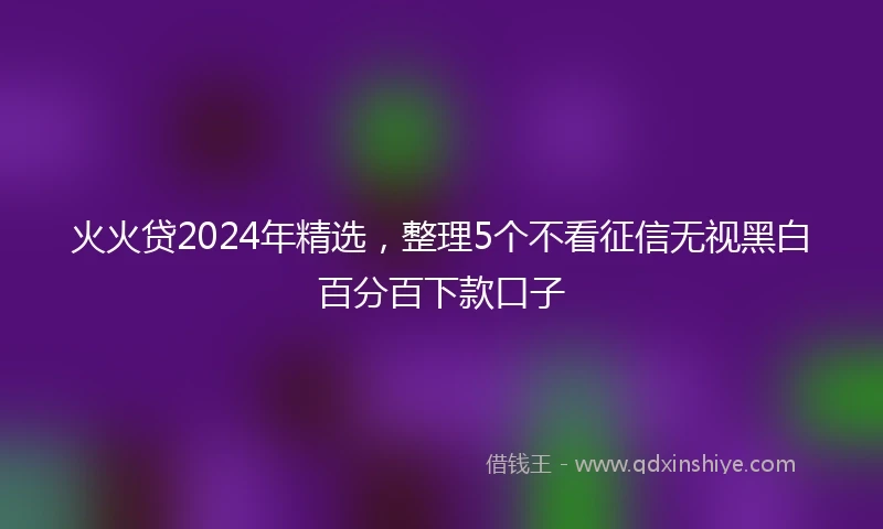火火贷2024年精选，整理5个不看征信无视黑白百分百下款口子