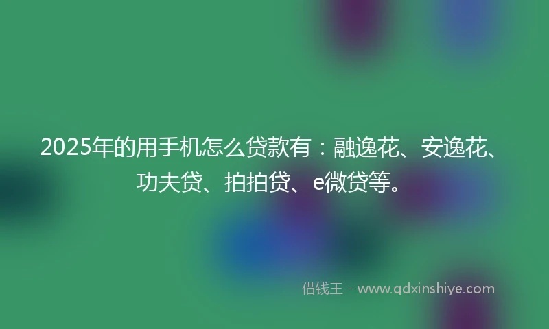 2025年的用手机怎么贷款有：融逸花、安逸花、功夫贷、拍拍贷、e微贷等。