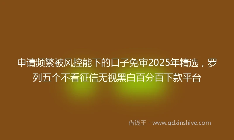 申请频繁被风控能下的口子免审2025年精选，罗列五个不看征信无视黑白百分百下款平台