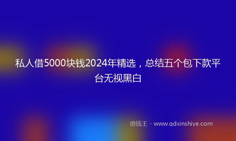私人借5000块钱2024年精选，总结五个包下款平台无视黑白