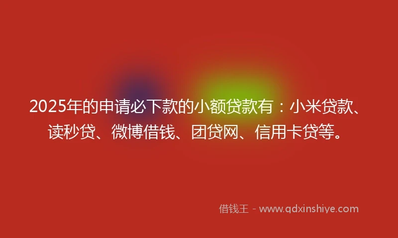 2025年的申请必下款的小额贷款有：小米贷款、读秒贷、微博借钱、团贷网、信用卡贷等。