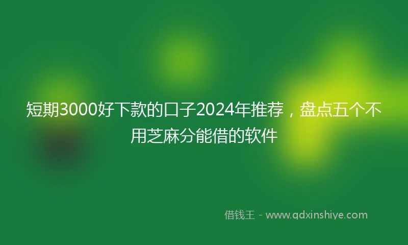 短期3000好下款的口子2024年推荐，盘点五个不用芝麻分能借的软件