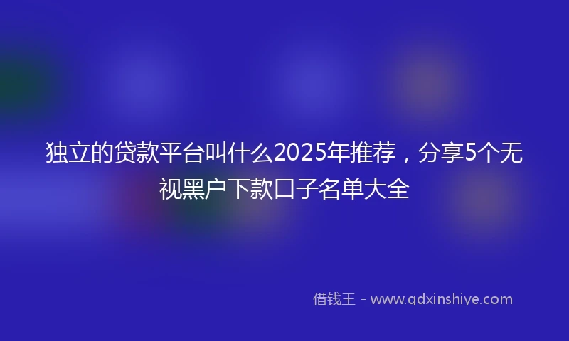 独立的贷款平台叫什么2025年推荐，分享5个无视黑户下款口子名单大全