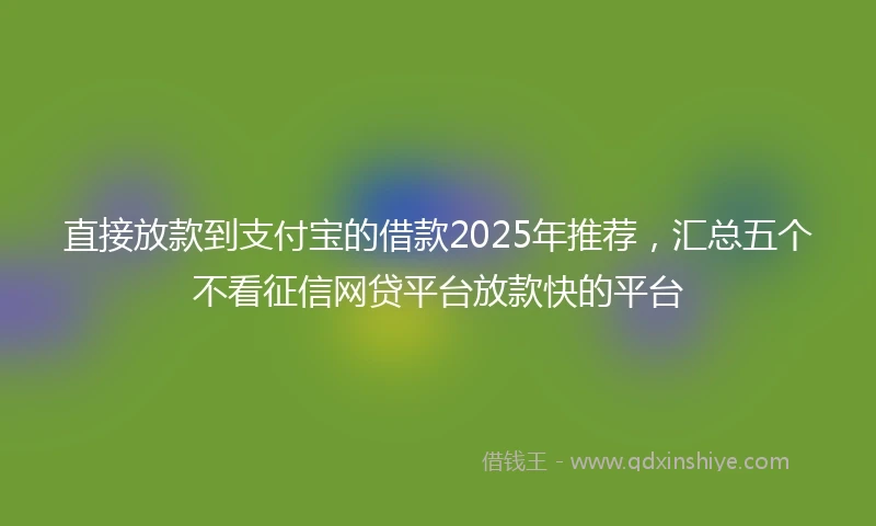 直接放款到支付宝的借款2025年推荐，汇总五个不看征信网贷平台放款快的平台