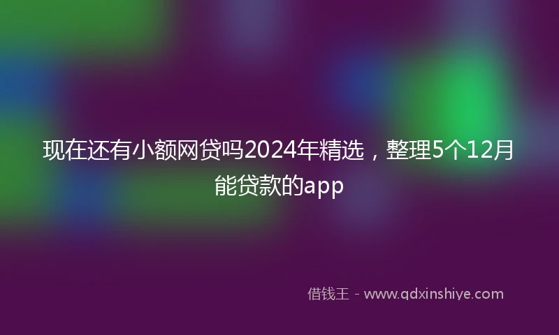 现在还有小额网贷吗2024年精选，整理5个12月能贷款的app