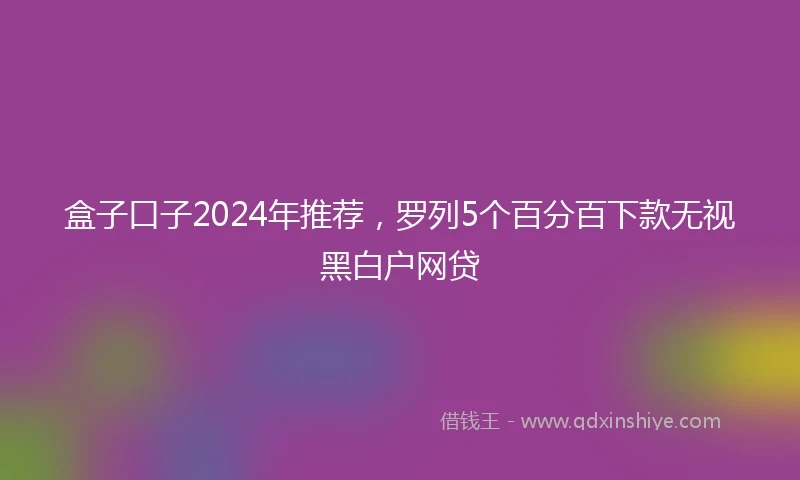 盒子口子2024年推荐，罗列5个百分百下款无视黑白户网贷