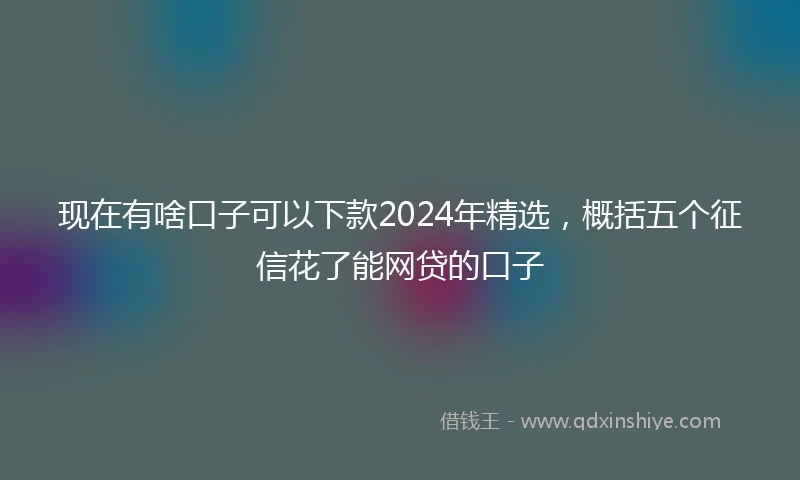 现在有啥口子可以下款2024年精选，概括五个征信花了能网贷的口子