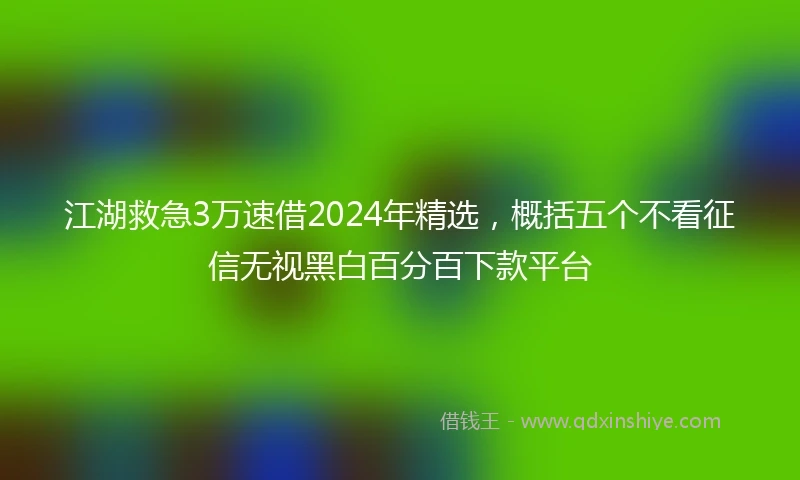 江湖救急3万速借2024年精选，概括五个不看征信无视黑白百分百下款平台