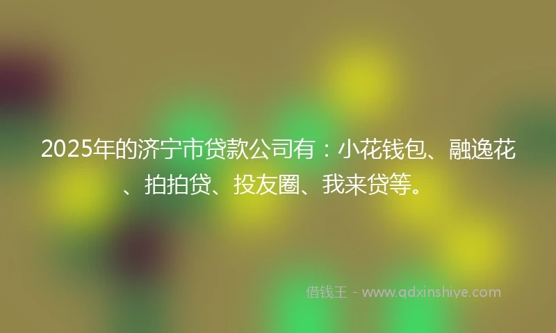 2025年的济宁市贷款公司有：小花钱包、融逸花、拍拍贷、投友圈、我来贷等。