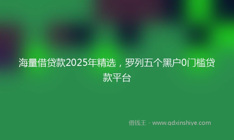 海量借贷款2025年精选，罗列五个黑户0门槛贷款平台