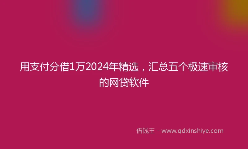 用支付分借1万2024年精选，汇总五个极速审核的网贷软件