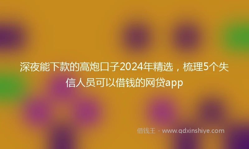 深夜能下款的高炮口子2024年精选，梳理5个失信人员可以借钱的网贷app