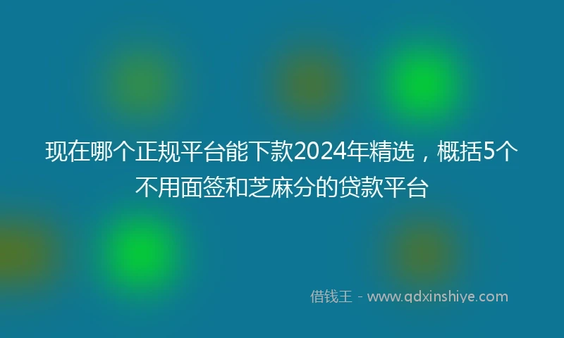现在哪个正规平台能下款2024年精选，概括5个不用面签和芝麻分的贷款平台