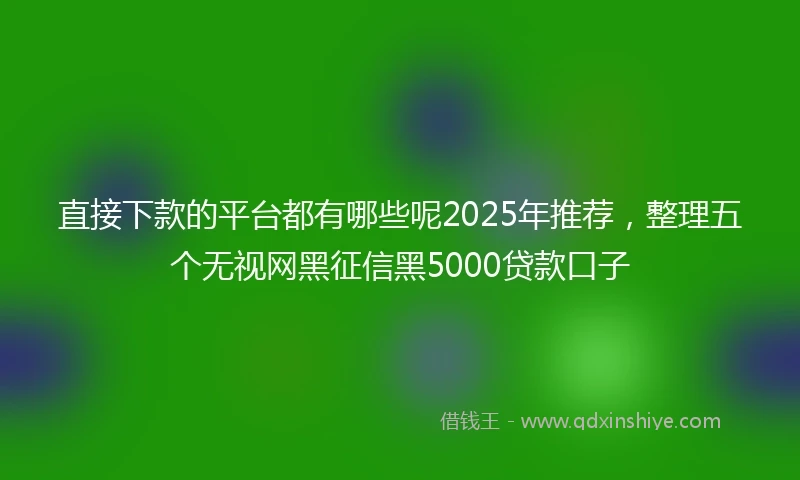 直接下款的平台都有哪些呢2025年推荐，整理五个无视网黑征信黑5000贷款口子