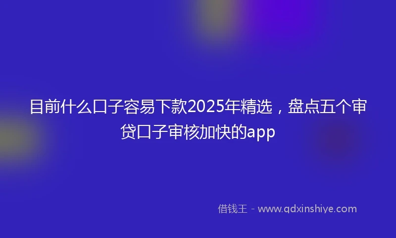 目前什么口子容易下款2025年精选，盘点五个审贷口子审核加快的app