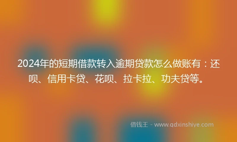 2024年的短期借款转入逾期贷款怎么做账有:还呗、信用卡贷、花呗、拉卡拉、功夫贷等。