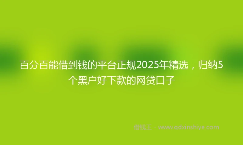 百分百能借到钱的平台正规2025年精选，归纳5个黑户好下款的网贷口子