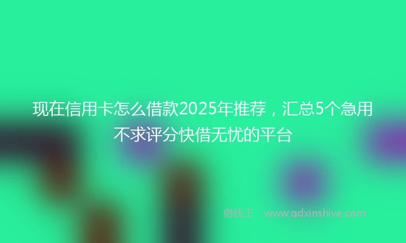 现在信用卡怎么借款2025年推荐，汇总5个急用不求评分快借无忧的平台