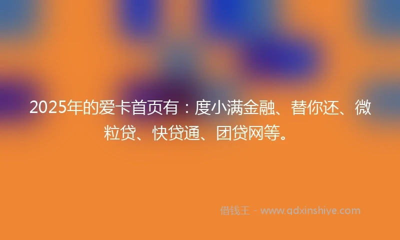 2025年的爱卡首页有：度小满金融、替你还、微粒贷、快贷通、团贷网等。